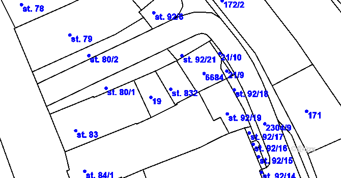 Parcela st. 832 v KÚ Beroun, Katastrální mapa