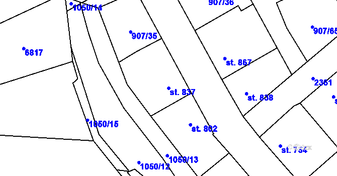 Parcela st. 837 v KÚ Beroun, Katastrální mapa