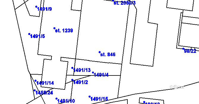 Parcela st. 846 v KÚ Beroun, Katastrální mapa