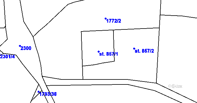 Parcela st. 857/1 v KÚ Beroun, Katastrální mapa
