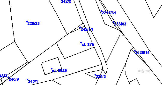 Parcela st. 875 v KÚ Beroun, Katastrální mapa