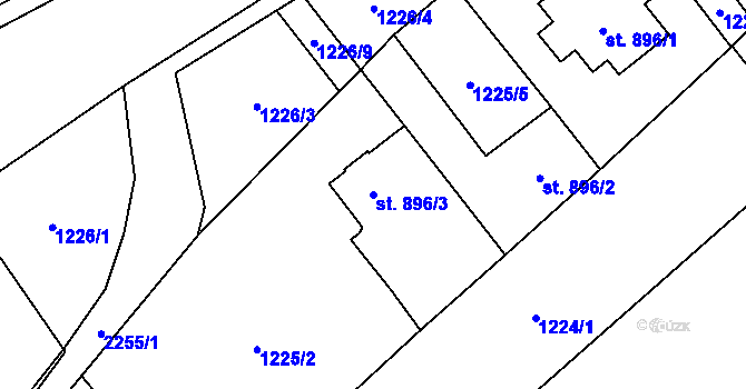 Parcela st. 896/3 v KÚ Beroun, Katastrální mapa
