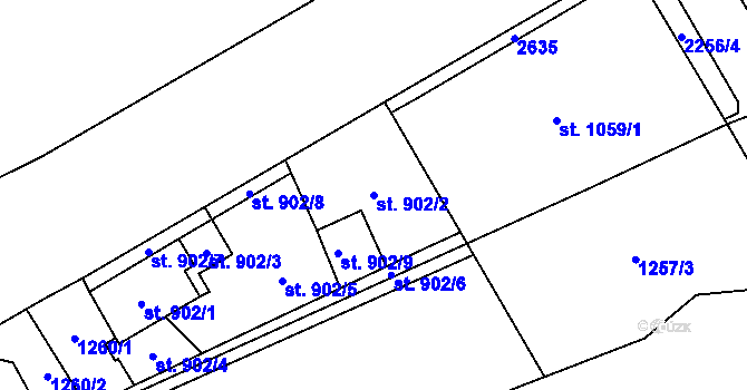 Parcela st. 902/2 v KÚ Beroun, Katastrální mapa