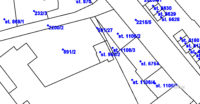 Parcela st. 963/2 v KÚ Beroun, Katastrální mapa