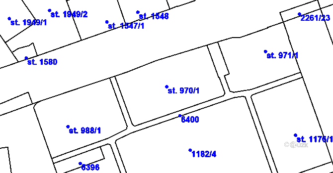 Parcela st. 970/1 v KÚ Beroun, Katastrální mapa