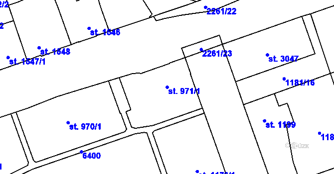 Parcela st. 971/1 v KÚ Beroun, Katastrální mapa