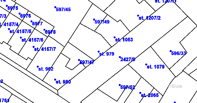 Parcela st. 979 v KÚ Beroun, Katastrální mapa
