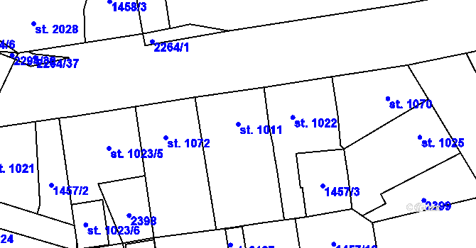 Parcela st. 1011 v KÚ Beroun, Katastrální mapa