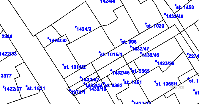 Parcela st. 1015/1 v KÚ Beroun, Katastrální mapa