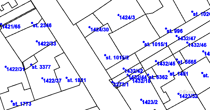 Parcela st. 1015/2 v KÚ Beroun, Katastrální mapa