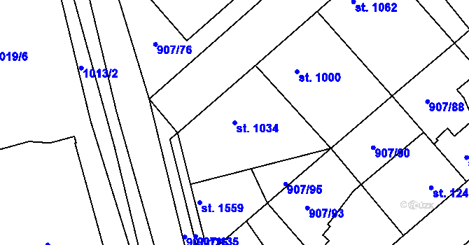 Parcela st. 1034 v KÚ Beroun, Katastrální mapa