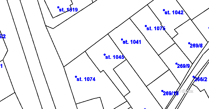Parcela st. 1045 v KÚ Beroun, Katastrální mapa