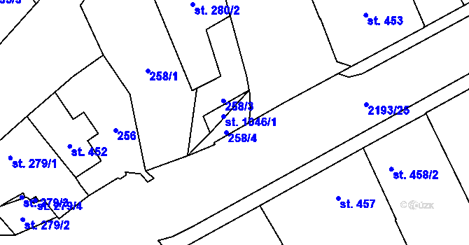 Parcela st. 1046/2 v KÚ Beroun, Katastrální mapa