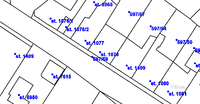 Parcela st. 1078 v KÚ Beroun, Katastrální mapa