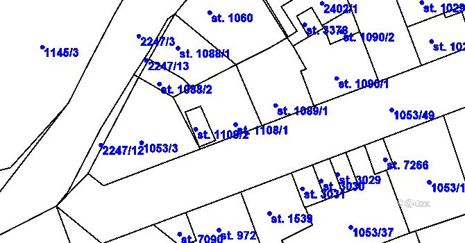 Parcela st. 1108 v KÚ Beroun, Katastrální mapa