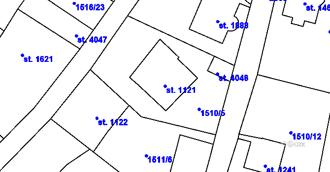 Parcela st. 1121 v KÚ Beroun, Katastrální mapa