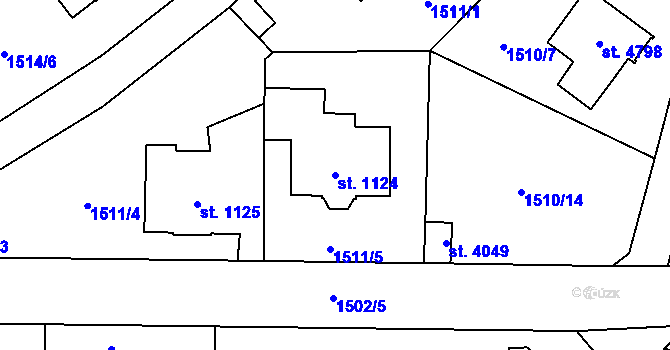 Parcela st. 1124 v KÚ Beroun, Katastrální mapa