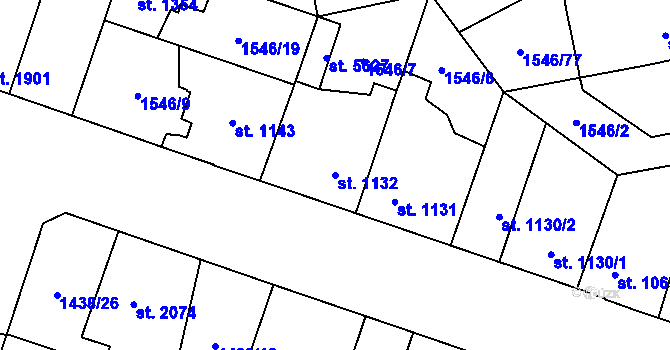 Parcela st. 1132 v KÚ Beroun, Katastrální mapa