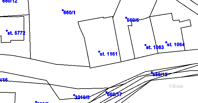 Parcela st. 1161 v KÚ Beroun, Katastrální mapa