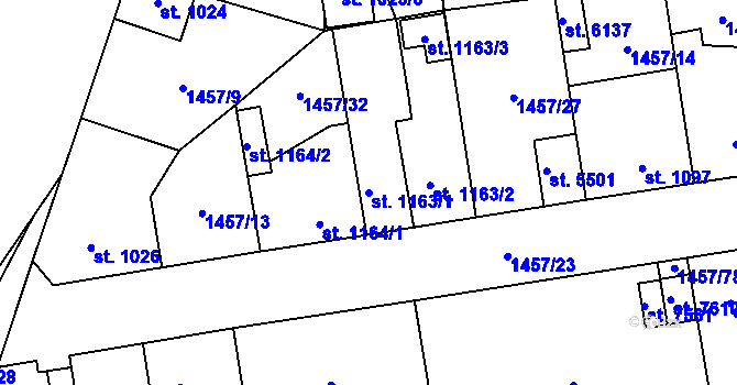 Parcela st. 1163/1 v KÚ Beroun, Katastrální mapa