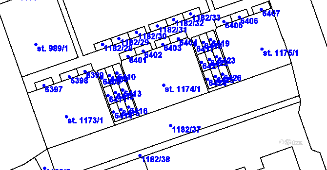 Parcela st. 1174/1 v KÚ Beroun, Katastrální mapa