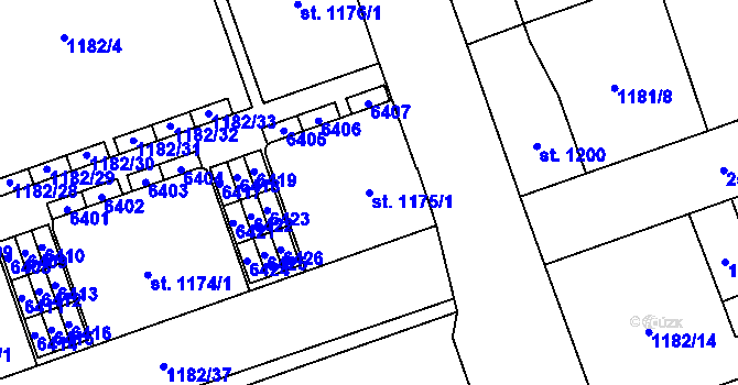 Parcela st. 1175/1 v KÚ Beroun, Katastrální mapa