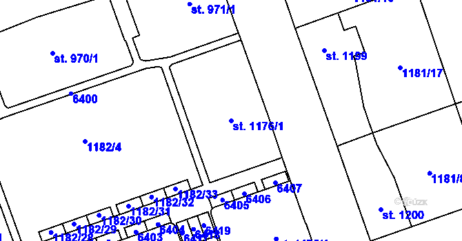 Parcela st. 1176/1 v KÚ Beroun, Katastrální mapa
