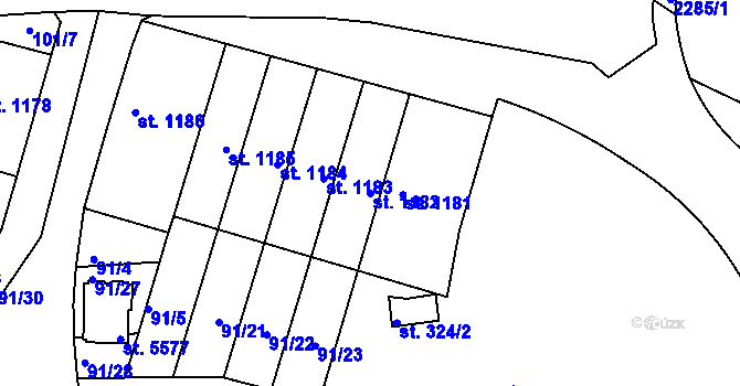 Parcela st. 1182 v KÚ Beroun, Katastrální mapa