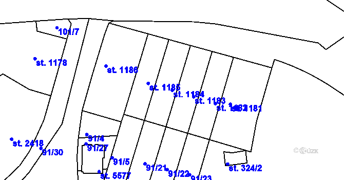 Parcela st. 1184 v KÚ Beroun, Katastrální mapa