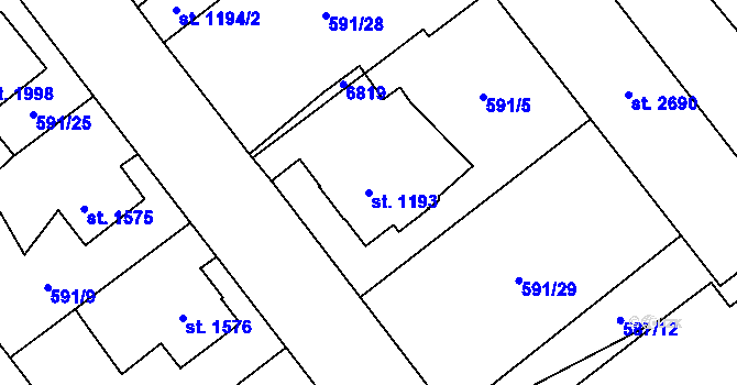 Parcela st. 1193 v KÚ Beroun, Katastrální mapa
