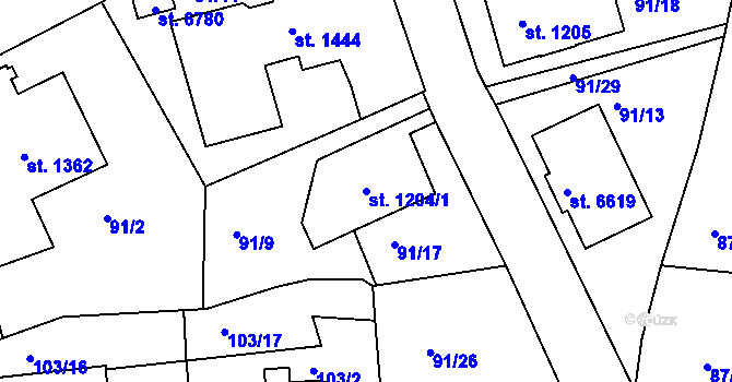 Parcela st. 1204/1 v KÚ Beroun, Katastrální mapa