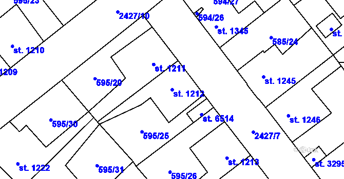 Parcela st. 1212 v KÚ Beroun, Katastrální mapa