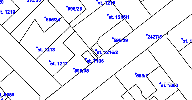 Parcela st. 1216/2 v KÚ Beroun, Katastrální mapa