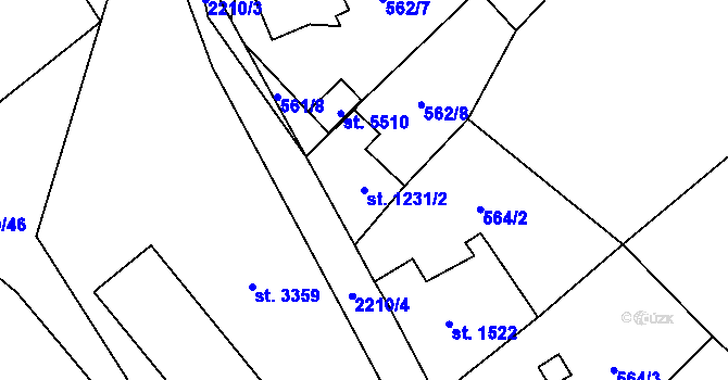 Parcela st. 1231/2 v KÚ Beroun, Katastrální mapa