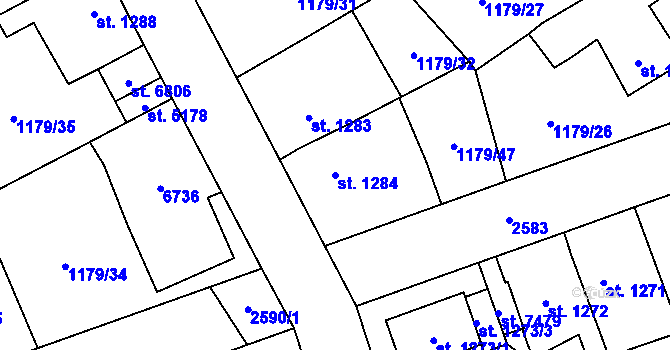 Parcela st. 1284 v KÚ Beroun, Katastrální mapa