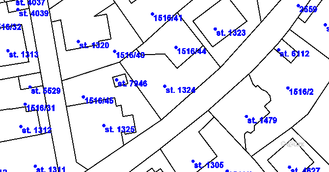 Parcela st. 1324 v KÚ Beroun, Katastrální mapa