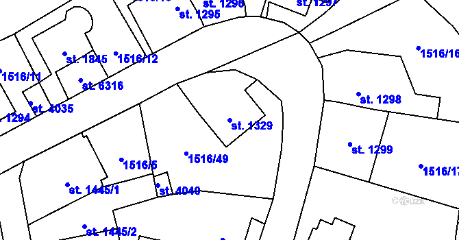 Parcela st. 1329 v KÚ Beroun, Katastrální mapa