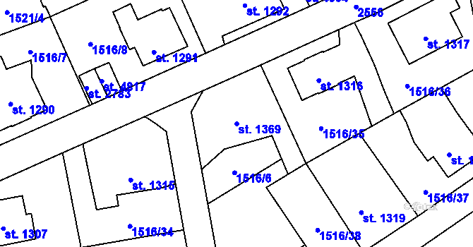 Parcela st. 1369 v KÚ Beroun, Katastrální mapa