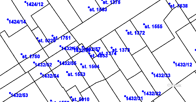 Parcela st. 1374 v KÚ Beroun, Katastrální mapa