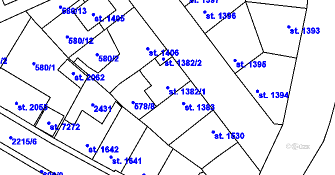 Parcela st. 1382/1 v KÚ Beroun, Katastrální mapa