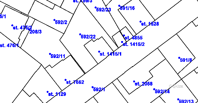 Parcela st. 1415/1 v KÚ Beroun, Katastrální mapa