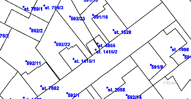 Parcela st. 1415/2 v KÚ Beroun, Katastrální mapa