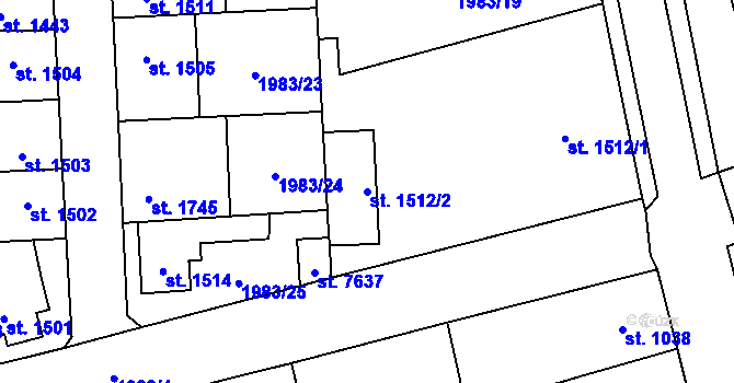 Parcela st. 1512/2 v KÚ Beroun, Katastrální mapa