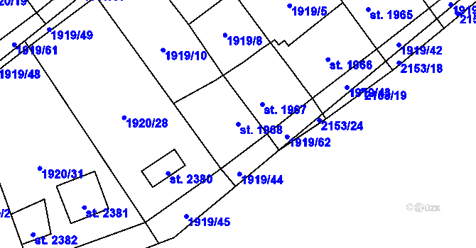Parcela st. 1968 v KÚ Beroun, Katastrální mapa