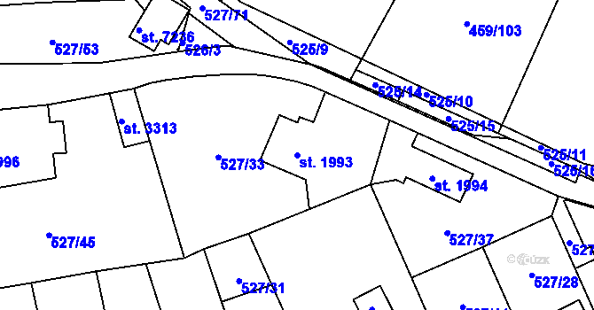 Parcela st. 1993 v KÚ Beroun, Katastrální mapa