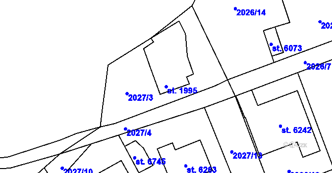 Parcela st. 1995 v KÚ Beroun, Katastrální mapa