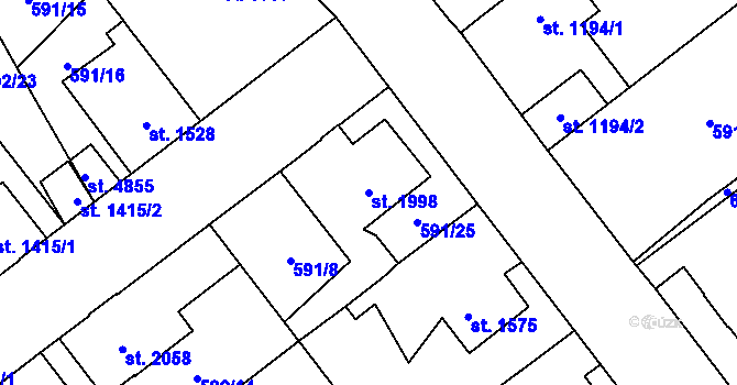 Parcela st. 1998 v KÚ Beroun, Katastrální mapa
