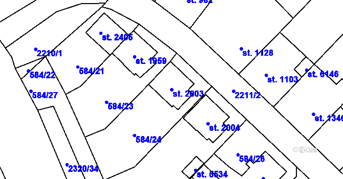 Parcela st. 2003 v KÚ Beroun, Katastrální mapa
