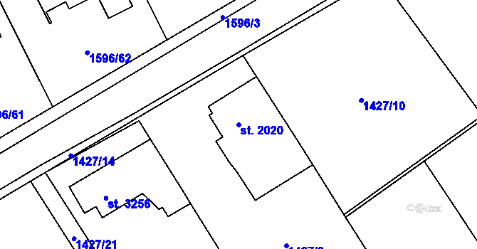 Parcela st. 2020 v KÚ Beroun, Katastrální mapa