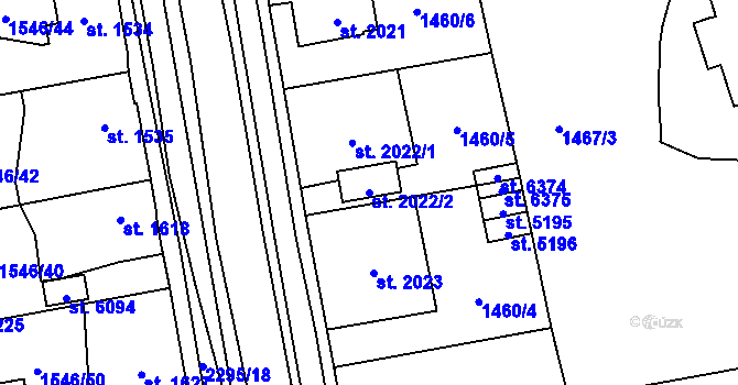 Parcela st. 2022/2 v KÚ Beroun, Katastrální mapa